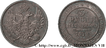3 roubles en platine 1842 (Image : Compagnie Générale de Bourse)